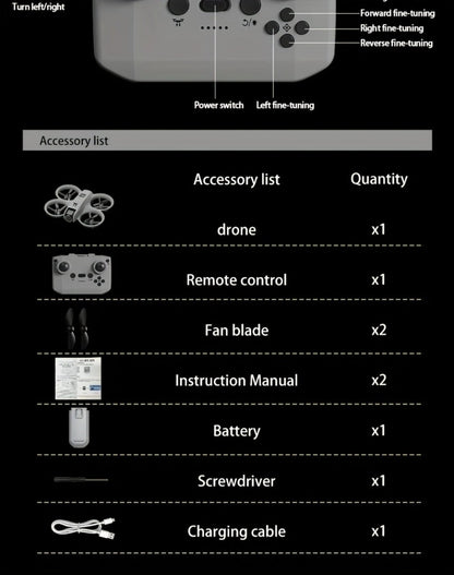 Mini 4K FPV Drone 180° Rotating Dual Camera Optical Flow Positioning Dual Batteries 360° Flip One-Key Takeoff Anti-Shake