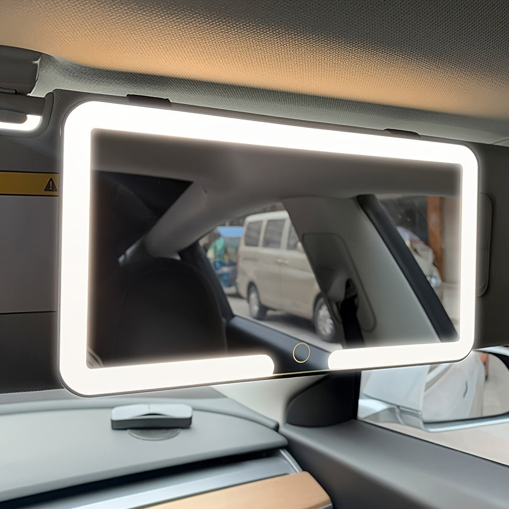 Car Sun Visor Makeup Mirror with LED Lights USB Powered – 3 Color Light Modes, Lighted Visor Mirror for Cars Trucks SUVs
