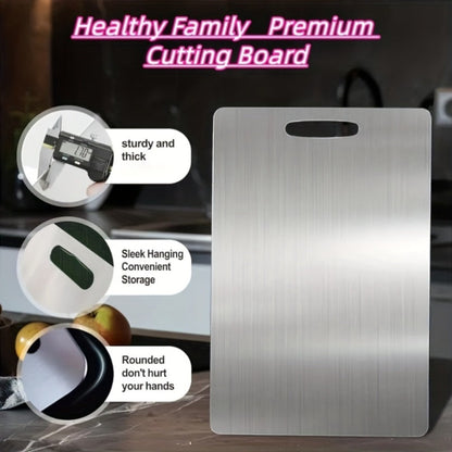 Cutting Board Three-Piece Titanium Set with Large, Medium and Small Handle Boards for Double-Sided Prep