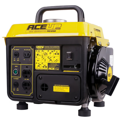 Portable Gas Generator 1200W Peak 900W Rated, 71cc 2-Cycle Engine Recoil Start AC DC Outlets