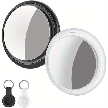 Two-Pack Round Apple Find My Item Trackers in Black and White with Silicone Key Ring Holders