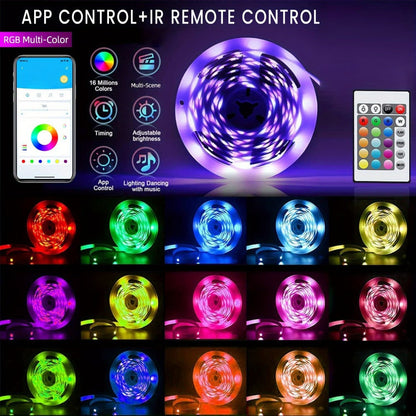 IR Remote LED Strip Lights with Music Sync & DIY Mode – RGB Color Changing Gradient Breathing Flashing for a Home Lash Beauty Routine