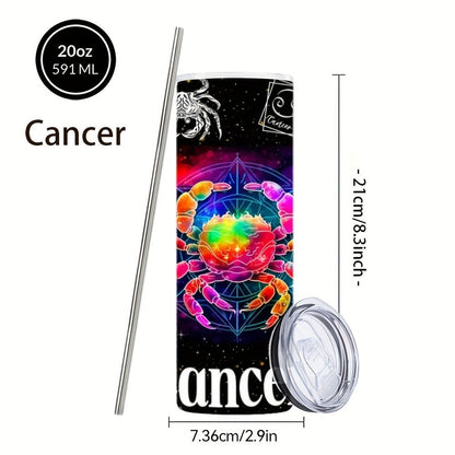 Insulated Tumbler 20oz Zodiac Horoscope 304 Stainless Steel with Lid, Straw and 12 Sign Choices