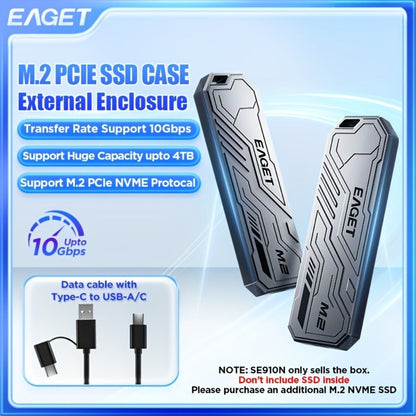 SE910D NVMe SSD Enclosure USB-C 10Gbps, Aluminum M.2 PCIe & NGFF SATA External Case, USB 3.2 Gen 2 Type-C Adapter