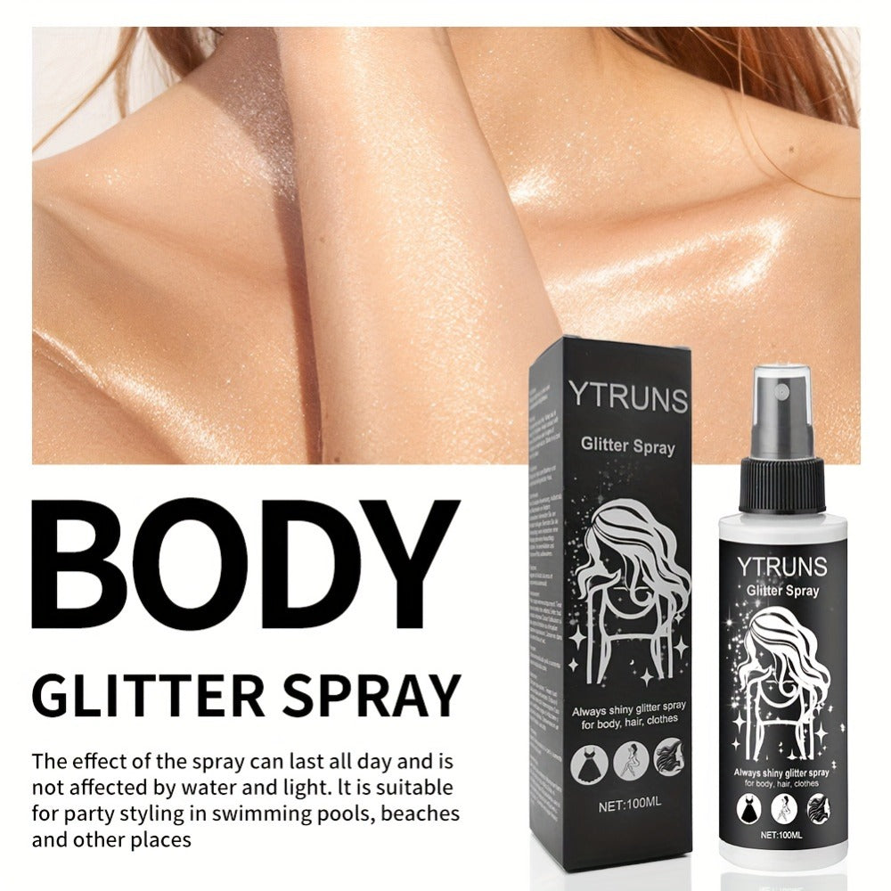 Body Shimmer Spray for Women – Star-Shaped Glitter Sparkle Mist 100ml Hydrating Formula for Body Hair & Clothes