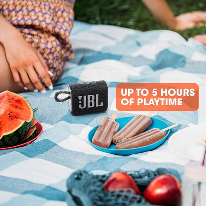Bluetooth Speaker JBL Go 3 with IP67 Rating, USB-C Charging, Carry Loop, Five-Hour Runtime and Four Colors