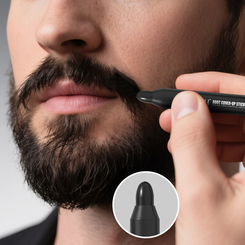 Instant Gray Root Coverage Stick for Men 2-Pack Sevich Beard & Hairline Color Pen, Sweat-Proof Precise Application Black & Dark Brown