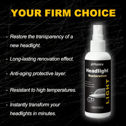 Headlight Restoration Kit Ceramic Coating Spray 100ml No Sanding No Polishing Required Quick Restore Yellowed Foggy Car Headlights DIY