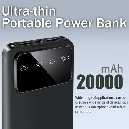 Power Bank 20000mAh with Dual USB Output, USB-C and Micro Input, 5V/2.1A and Digital Display