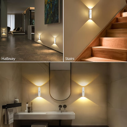 Cat Eye LED Wall Light Motion Sensor, 6 Pack USB Rechargeable Night Lamp, 3 Color Settings