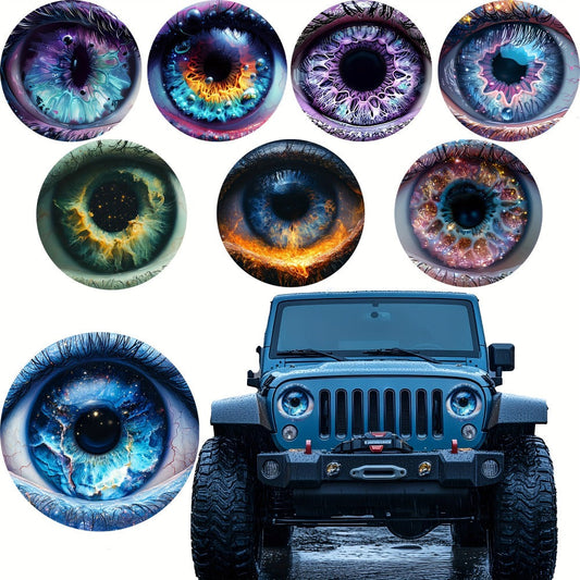 3D Beast Eye Headlight Stickers – Funny Car Headlight Decals for Jeep Round Headlights, Truck Body, Bumper & Window Decoration