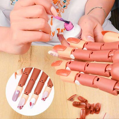 Nail Practice Hand Flexible Fake Hand Model Training Kit for Acrylic Nail Art, Nail Glove Set with Pink Hand