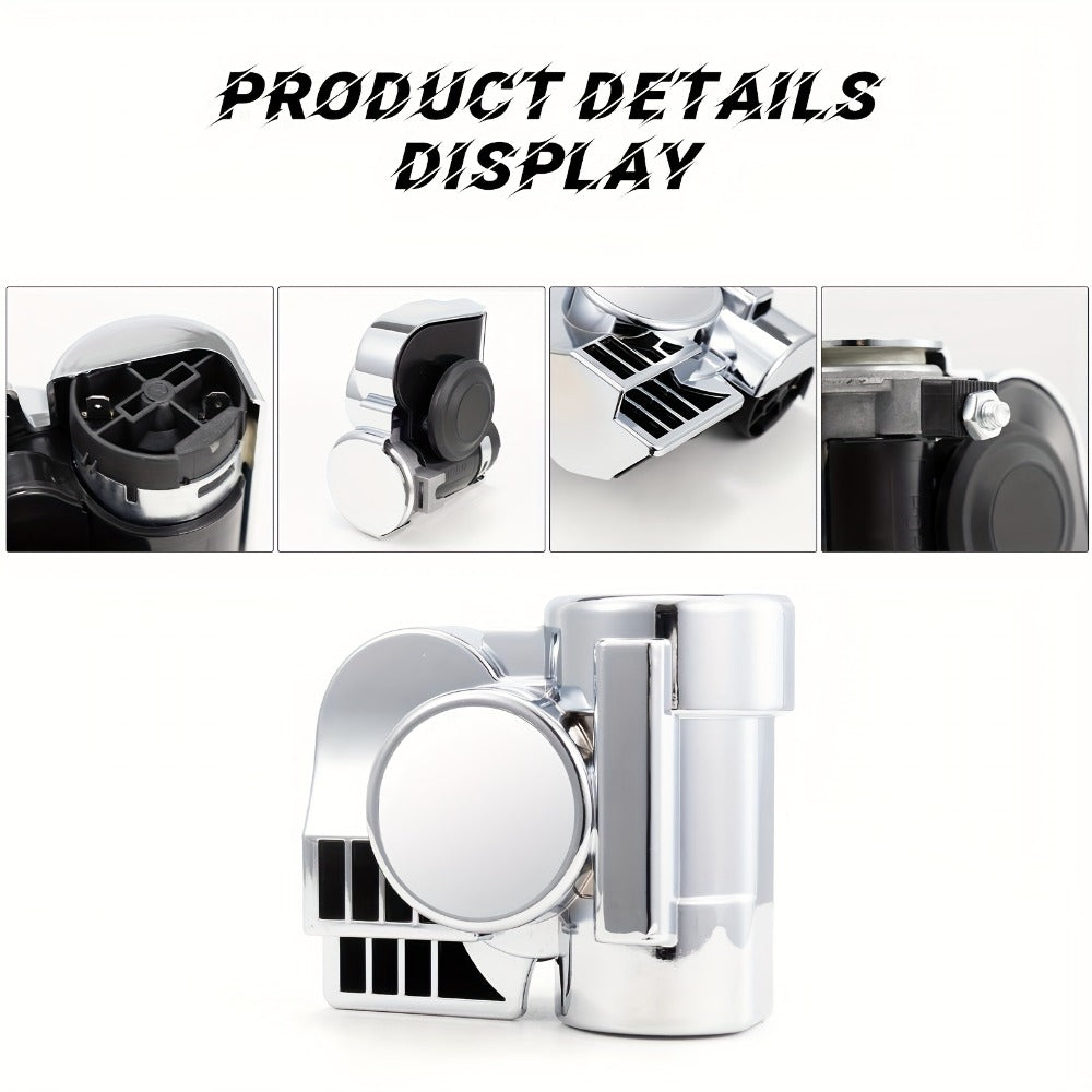12V Air Horn Super Loud Train Sound for Car Truck Motorcycle Boat SUV Universal Fit Compressor Kit with Relay Harness & Horn Cover
