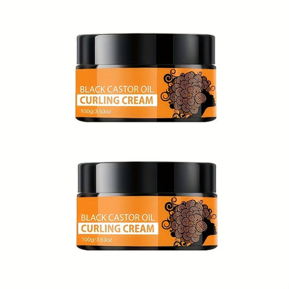 Castor Oil Curl Defining Cream 2-Pack, Deep Moisture Curl Styler with Rosemary & Coconut Oil, Frizz Control