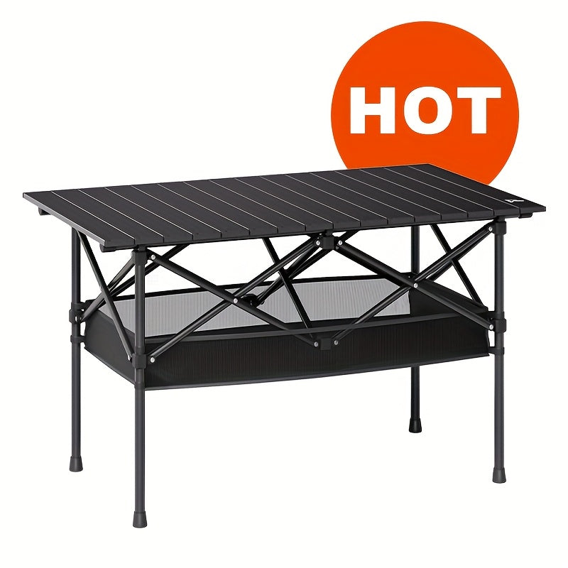 Foldable Roll-Up Camping Picnic Table with Carry Bag | Portable Outdoor Table for Camping Beach Backyard BBQ Parties Patios | Lightweight