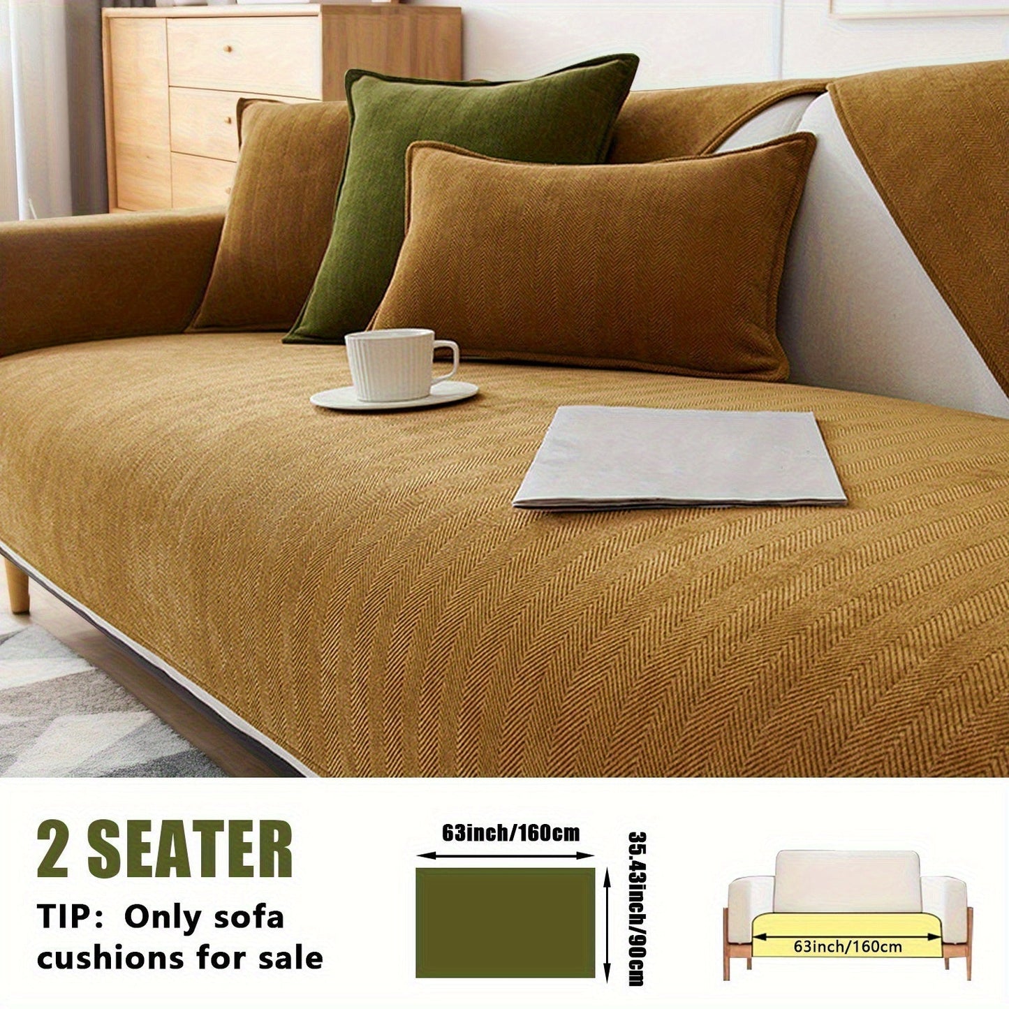 Sofa Cover Ribbed Chenille Stretch Panels for 1 to 4 Seats, Armrests or Cushions with Model-Specific Size and Color Options