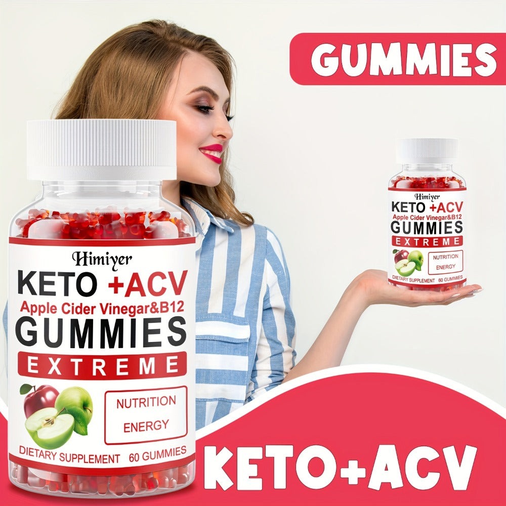 Apple Cider Vinegar Gummies with B12, Pomegranate & Beet Juice Powder, Keto ACV Supplement for Metabolism