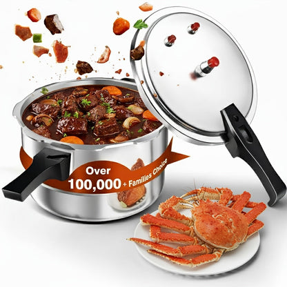 Aluminum Pressure Cooker Stovetop - 4.5Qt & 8Qt with Exhaust Valve & Multiple Safety Protections