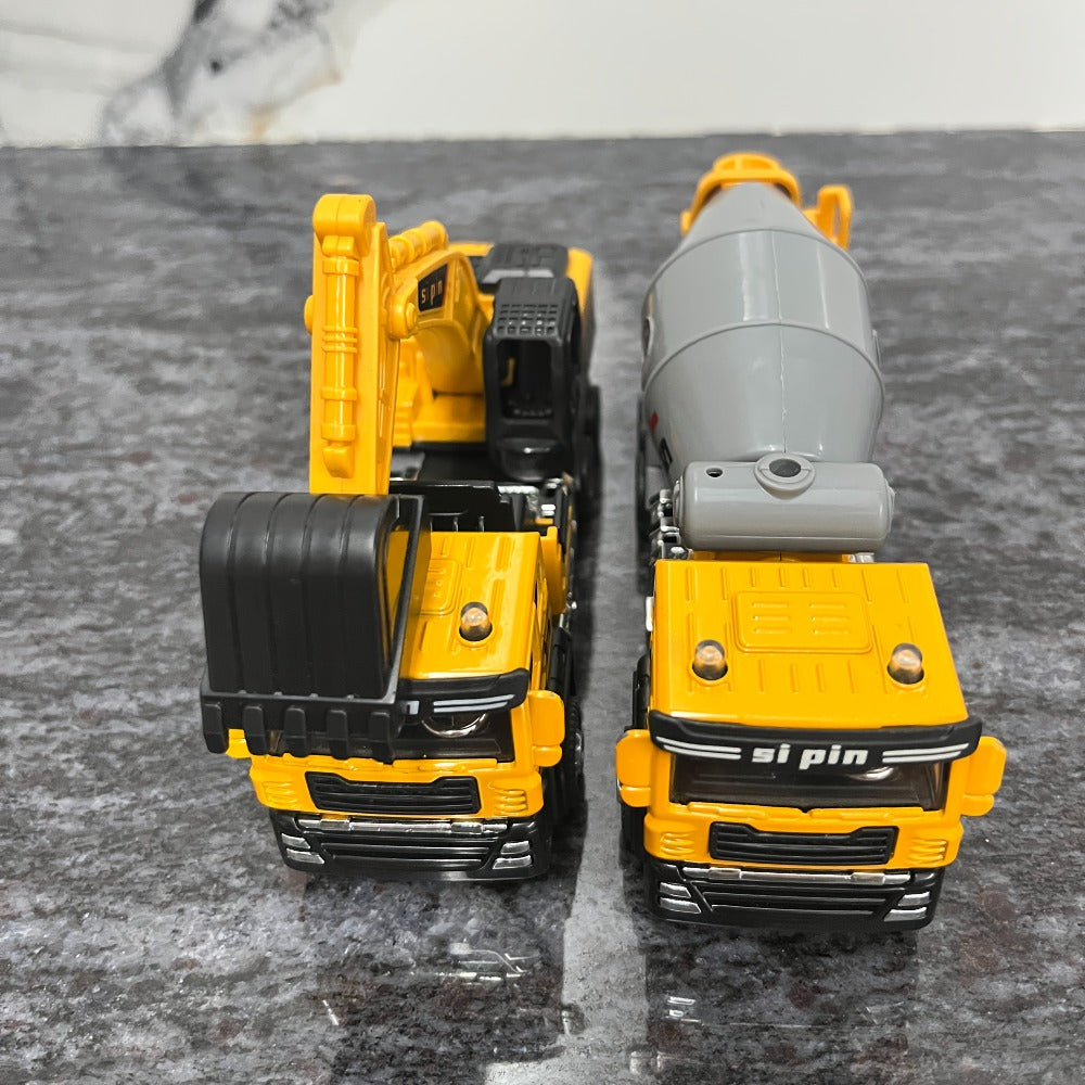 Die-Cast Construction Vehicle Toy Set, Mini Alloy Excavator, Dump Truck, Cement Mixer & Crane Trucks for Toddlers Boys Ages 3+
