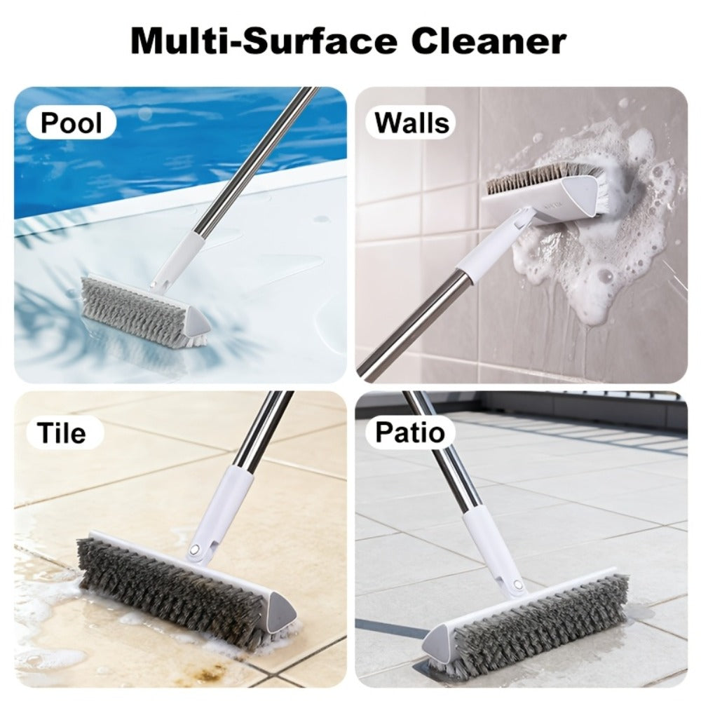 Pool Cleaning Brush with 52.4-Inch Sectional Handle, 9.1-Inch Double-Sided Bristle Head and Corner Edge Profile