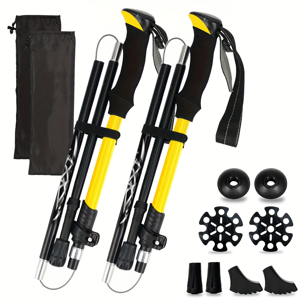 Aluminum Trekking Poles Set of 2 – Lightweight Quick-Lock Foldable Hiking Sticks with Ergonomic Non-Slip Grips