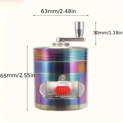 Spice Grinder 4-Layer Hand Crank Metal Herb Grinder, Colorful Rainbow Multifunctional Spice Crusher for Kitchen