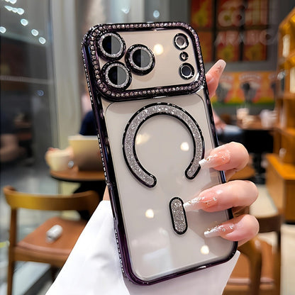 Phone Case Rhinestone Side Cover for iPhone 16e in Silver, Gold, Bright Pink or Orange Color Options