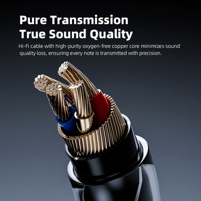 QKZ Hi7T Transparent Dynamic Resin Wired Earphones DJ Monitor HiFi Stereo Heavy Bass for Bedside Audio, Alarms and Room Entertainment
