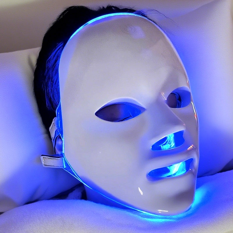 Portable 7-Color LED Facial Mask Device, USB Rechargeable Home Beauty Skincare Tool for Face Care