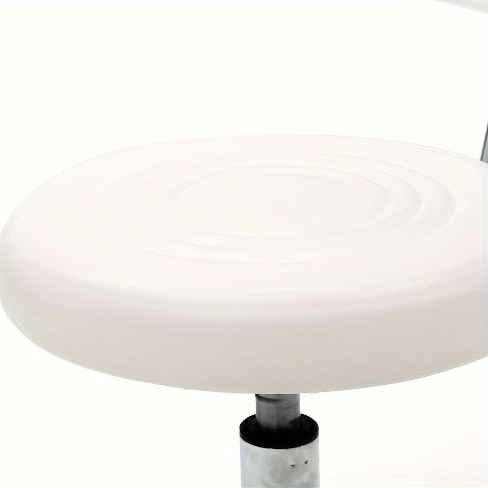 PU Leather Salon Stool with Back & 360° Swivel, Adjustable Height 18.9"-22.8" Round Cushion Chrome Base
