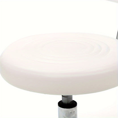 PU Leather Salon Stool with Back & 360° Swivel, Adjustable Height 18.9"-22.8" Round Cushion Chrome Base