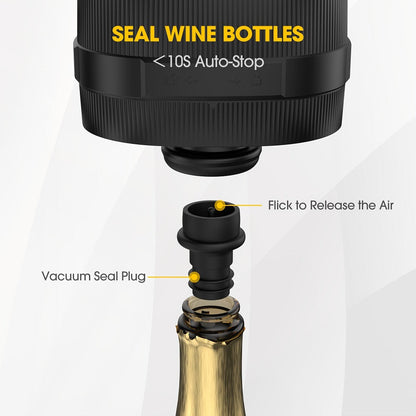 Electric Jar Vacuum Sealer 3-in-1 Food Storage Vacuum Sealer Machine with 14 Sealing Lids Wine Plug Vacuum Bag Bottle Opener