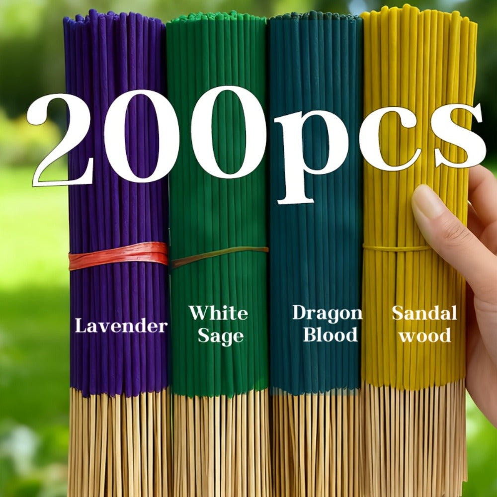 Incense Sticks 200pcs Aromatherapy Incense Set 4 Scents for Meditation Yoga Purification Home for Entryways, Bedrooms and Living Spaces