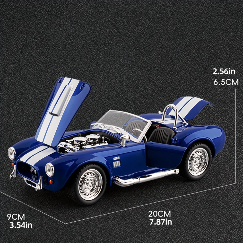 Shelby Cobra 1:22 Scale Zinc Alloy Diecast Model Car, Collector-Grade Exhibition-Quality Replica with Openable Doors