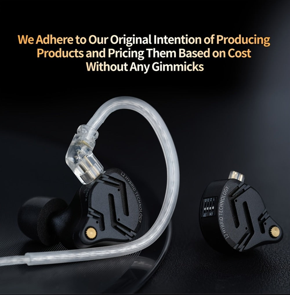 KZ ZS12 PRO X In-Ear Monitor Hybrid IEM Headphones Detachable Cable Noise Cancelling for Bedside Audio, Alarms and Room Entertainment