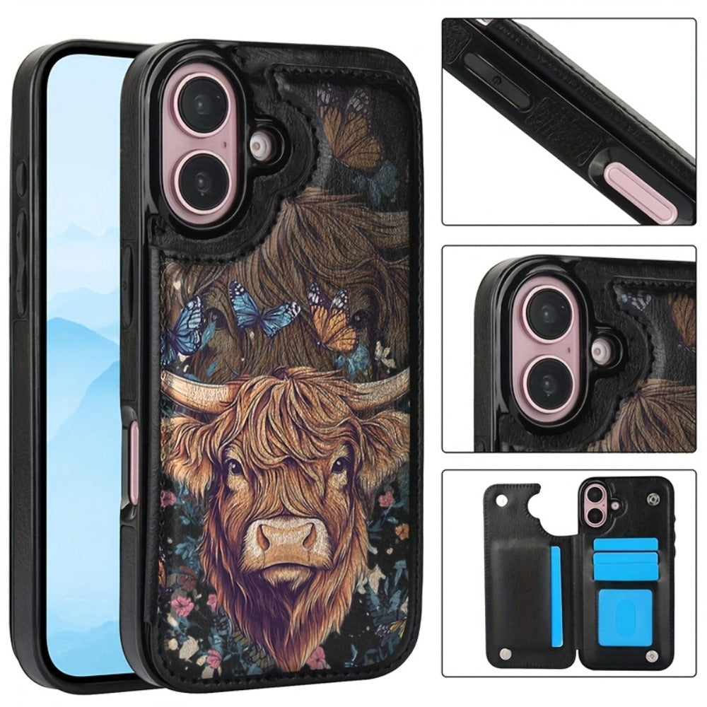 Wallet iPhone Case Floral Flower Butterfly Flip Cover with Kickstand with the Listed Color, Size or Set Options for Everyday Carry