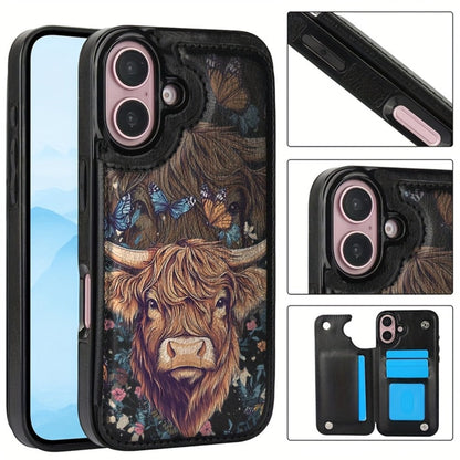 Wallet iPhone Case Floral Flower Butterfly Flip Cover with Kickstand with the Listed Color, Size or Set Options for Everyday Carry