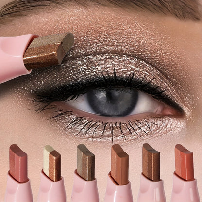 Dual-Color Eyeshadow Stick Set 6pcs Waterproof Two-Tone Eye Shadow Pencil, Smudge-Proof, Non-Fading