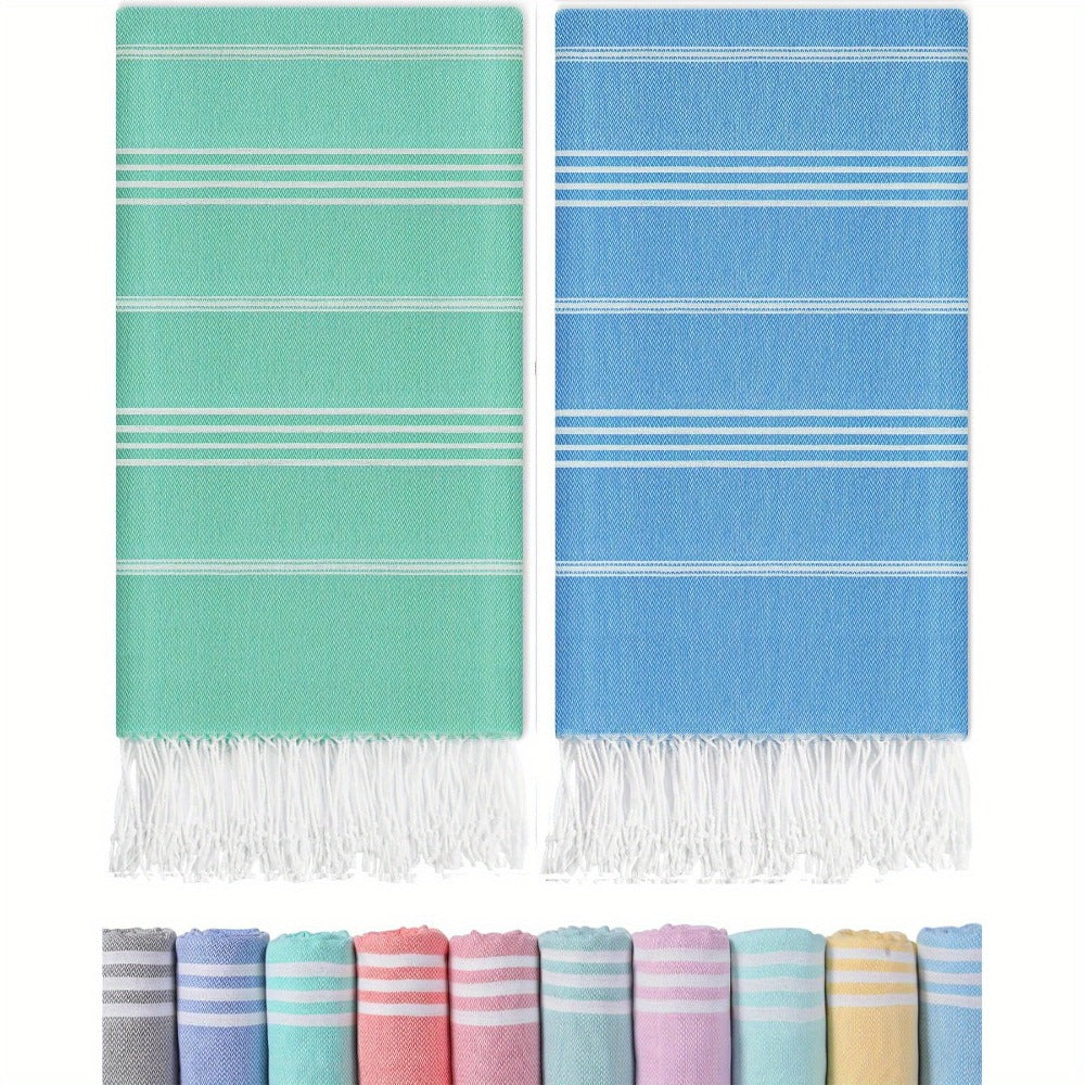 Turkish Beach Towels 2 Pack Sand Free Quick Dry Oversized Extra Large Lightweight Sandproof Compact Pool Swim Travel Camping Vacation Gift
