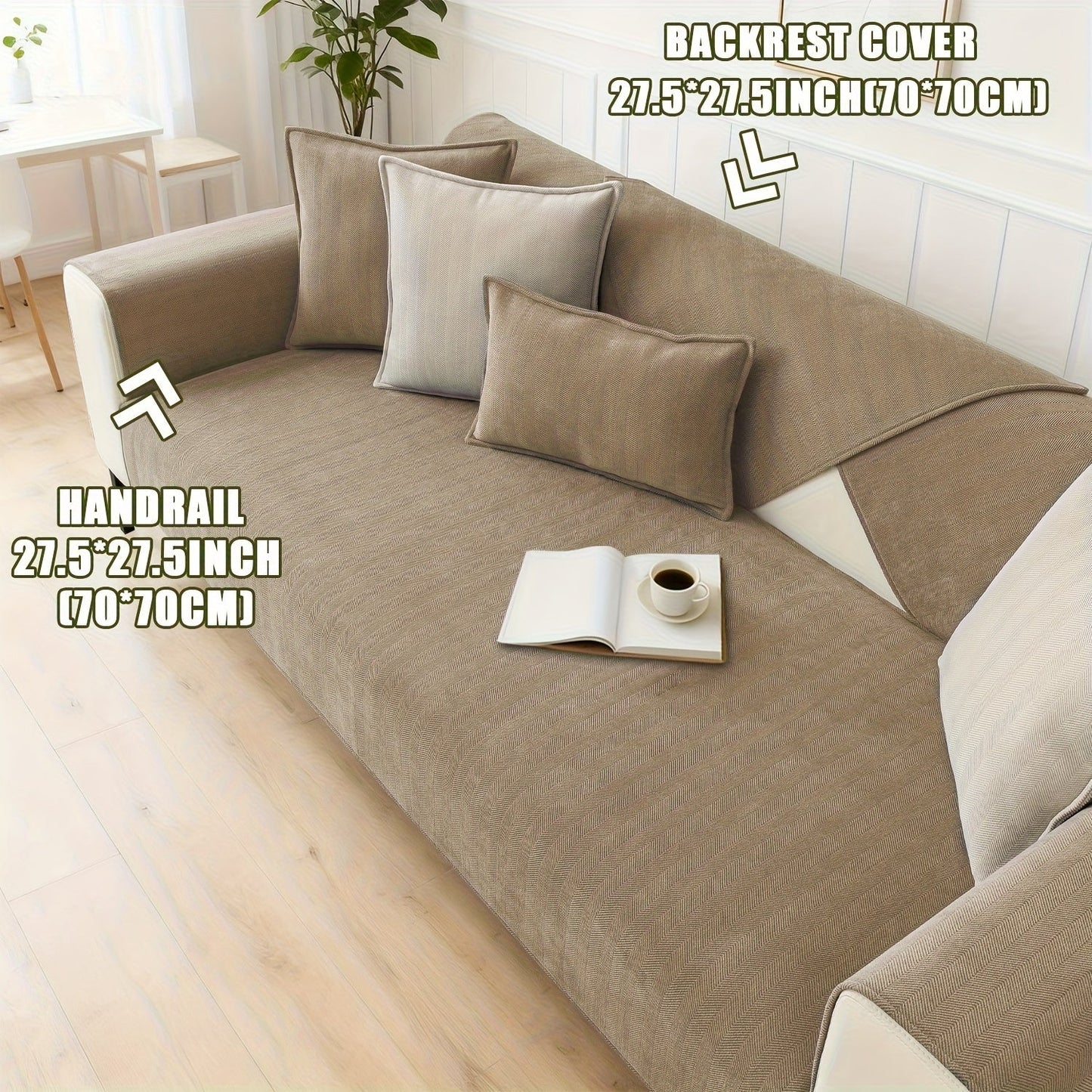Sofa Cover Ribbed Chenille Stretch Panels for 1 to 4 Seats, Armrests or Cushions with Model-Specific Size and Color Options