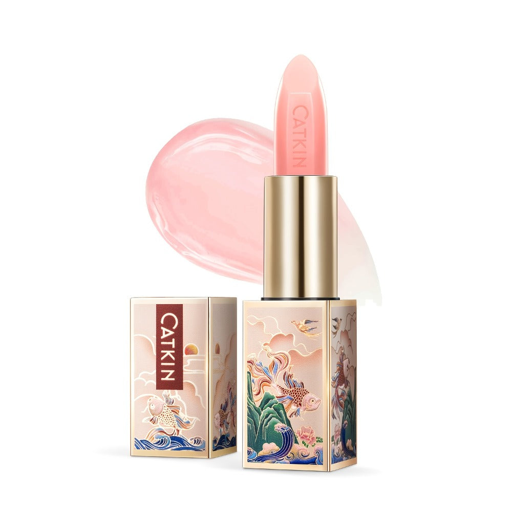 Lip Balm CATKIN Tinted Stick with Five Named Shade Options, Glossy Finish and Floral Packaging