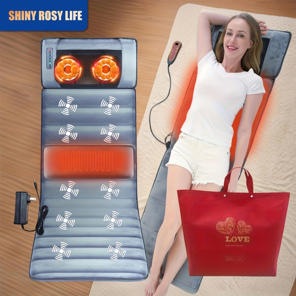 Full Body Shiatsu Massage Mattress, 10-Zone Vibration with Neck Kneading & Hot Compress for Home or Salon Spa Use