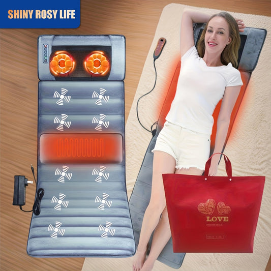 Full Body Shiatsu Massage Mattress, 10-Zone Vibration with Neck Kneading & Hot Compress for Home or Salon Spa Use