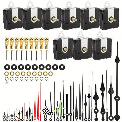 Silent Quartz Clock Movement Kit 9pcs with 12 Pairs Clock Hands – DIY Wall Clock Repair Parts for 22mm 16mm 13mm Shaft