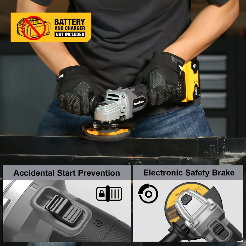 Brushless Angle Grinder for Dewalt 20V Battery - 4-1/2 Inch 9000 RPM with Grinding Wheels, Start & Safety Brake for Grinding