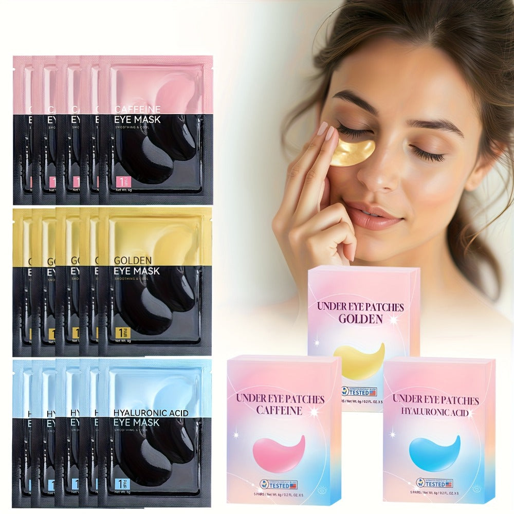 Collagen Eye Mask Patches 40 Pairs – Caffeine & Aloe Vera Under Eye Patches 4 Types Eye SPA Multi-Color Depuff Dark Circle Moisturizing