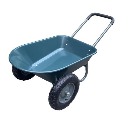 Utility Wagon Poly Bed Steel Frame Dump Cart with Built-in Stand, Towable Wheelbarrow for Garden