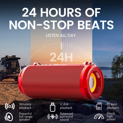Bluetooth Speaker Cylindrical RGB Model with Carry Cords, USB and TF Playback, Four Colors and 7.17-Inch Body
