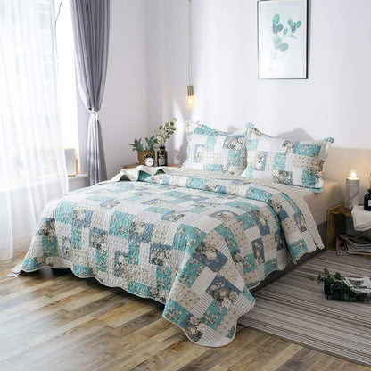 Floral Quilt Set Lightweight Bedspread Coverlet 2 or 3-Piece, All Season Hypoallergenic Breathable Paisley Patchwork Print Quilt for Bedroom