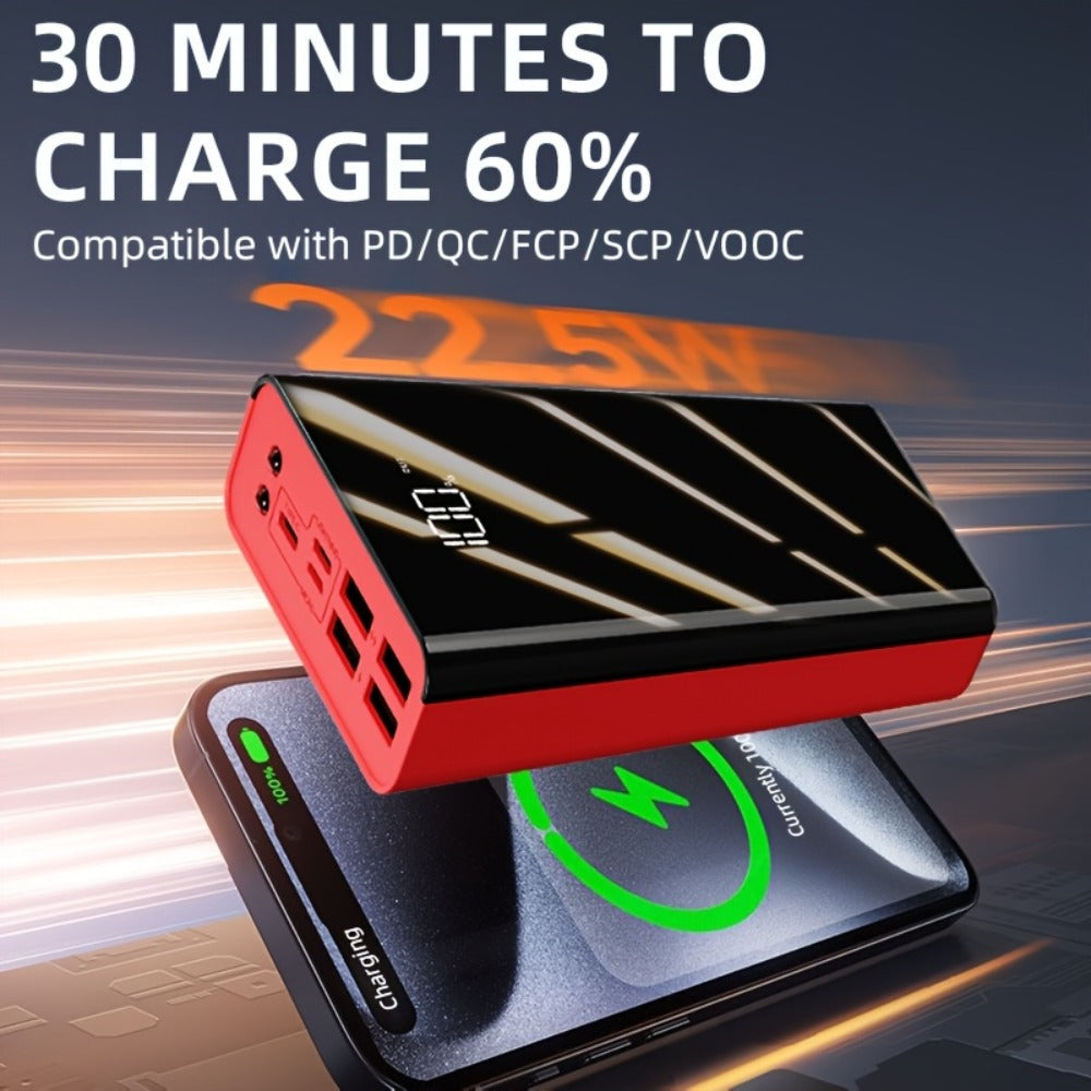 100000mAh Portable Power Bank with Flashlight LED Display Bidirectional Fast Charging Multi-Device USB Charger for Camping Outdoor Emergency